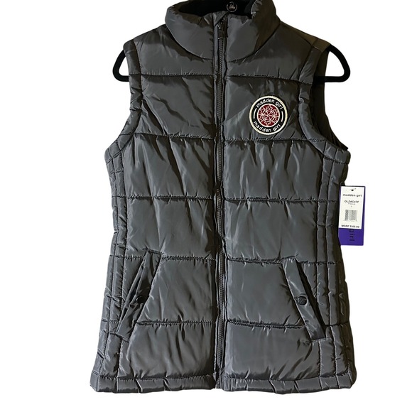 Madden Girl Jackets & Blazers - Madden Girl Women Puffer Vest bl‎ Patch Front Zip Pockets Size S NWTvck